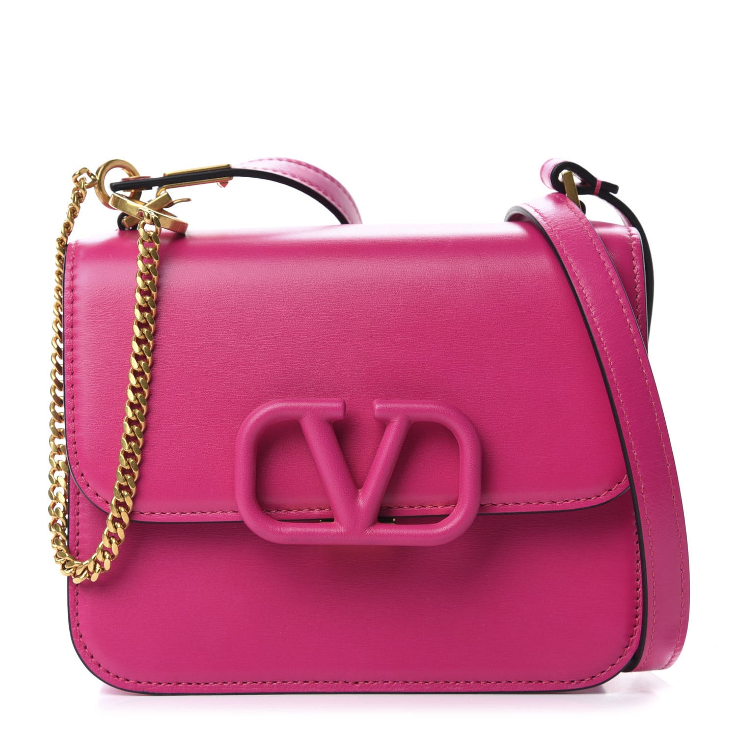Smooth Calfskin Small VSling Shoulder Bag Fuchsia