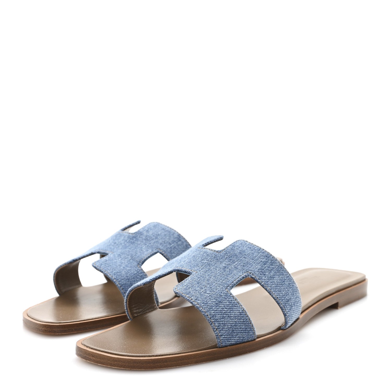 Hermes Denim Canvas Oran Sandals 39 Bleu Clair 4 of 10