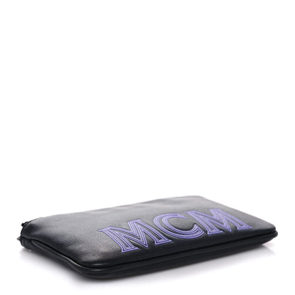 MCM Nappa Logo Embossed Mini Zip Pouch Black 4 of 12
