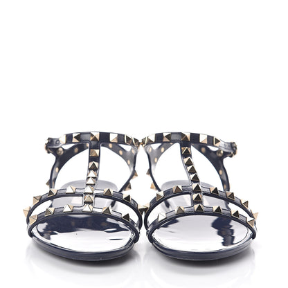 Valentino Garavani PVC Jelly Rockstud Caged Sandals 39 Blue 2 of 7