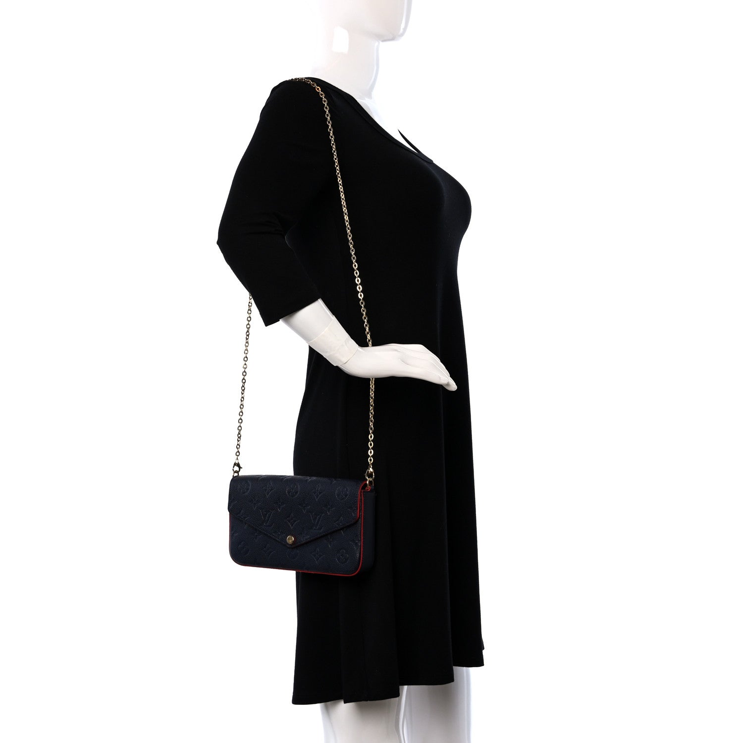 Louis Vuitton Empreinte Pochette Felicie Chain Wallet Marine Rouge 2 of 17