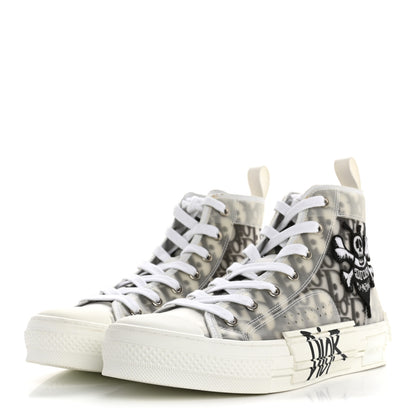 Christian Dior X SHAWN STUSSY Canvas Oblique Bee B23 High Top Sneakers 39 White Black 4 of 12