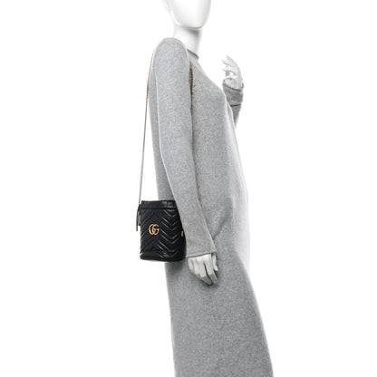 Gucci Calfskin Matelasse Mini GG Marmont 2.0 Bucket Bag Black 2 of 13