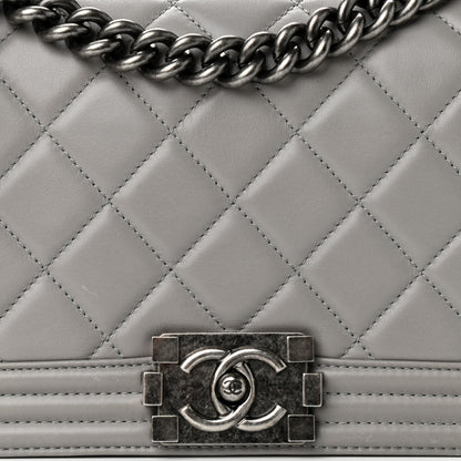 Chanel Lambskin Quilted Medium Boy Flap Grey 10 of 13