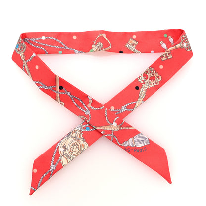 Hermes Silk Les Cles A Pois Doll Twilly Grenadine Beige Multicolor 1 of 4