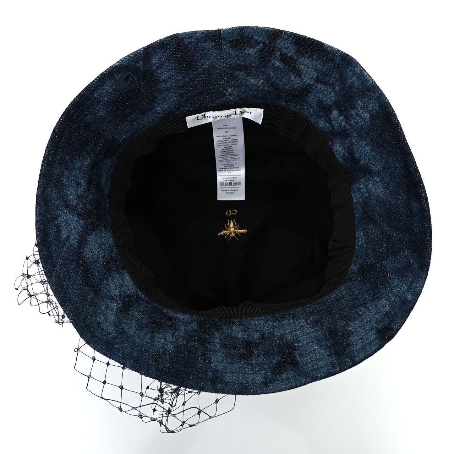 Cotton Small Kaleidoscopic Brim Bucket Hat with Veil 57 Blue