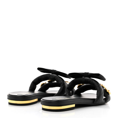 Chanel Lambskin Pearl Bow CC Mules 36.5 Black 4 of 9