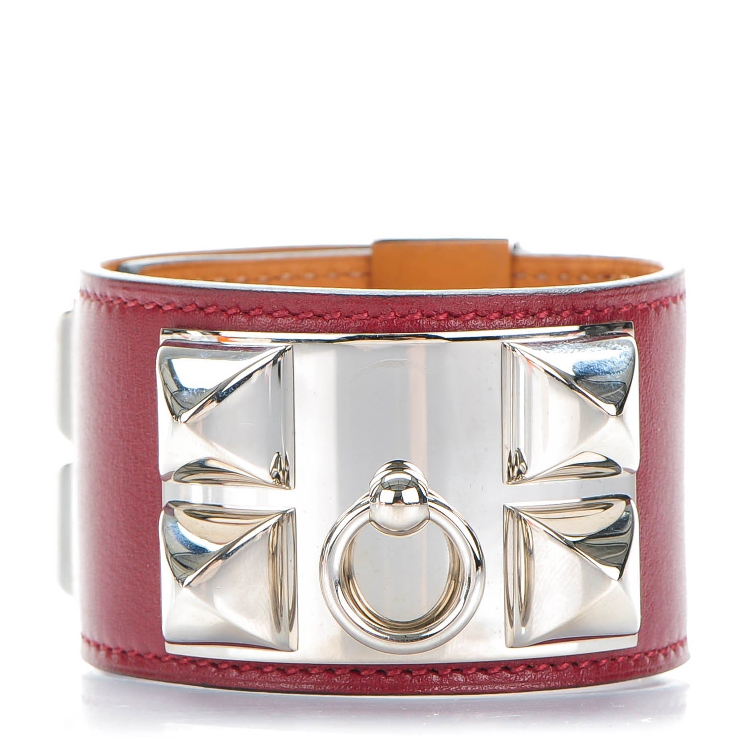 Hermes Tadelakt Collier De Chien CDC Bracelet S Rouge H 1 of 8