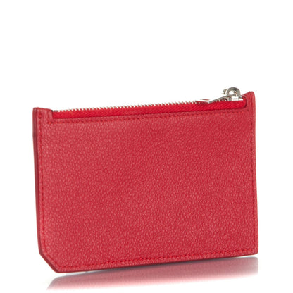Saint Laurent Grained Calfskin 5 Fragments Zip Pouch Card Holder New Red 3 of 7