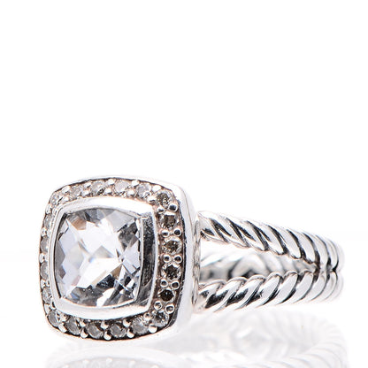 David Yurman Sterling Silver Diamond White Topaz 7mm Petite Albion Ring 51 5.75 3 of 7