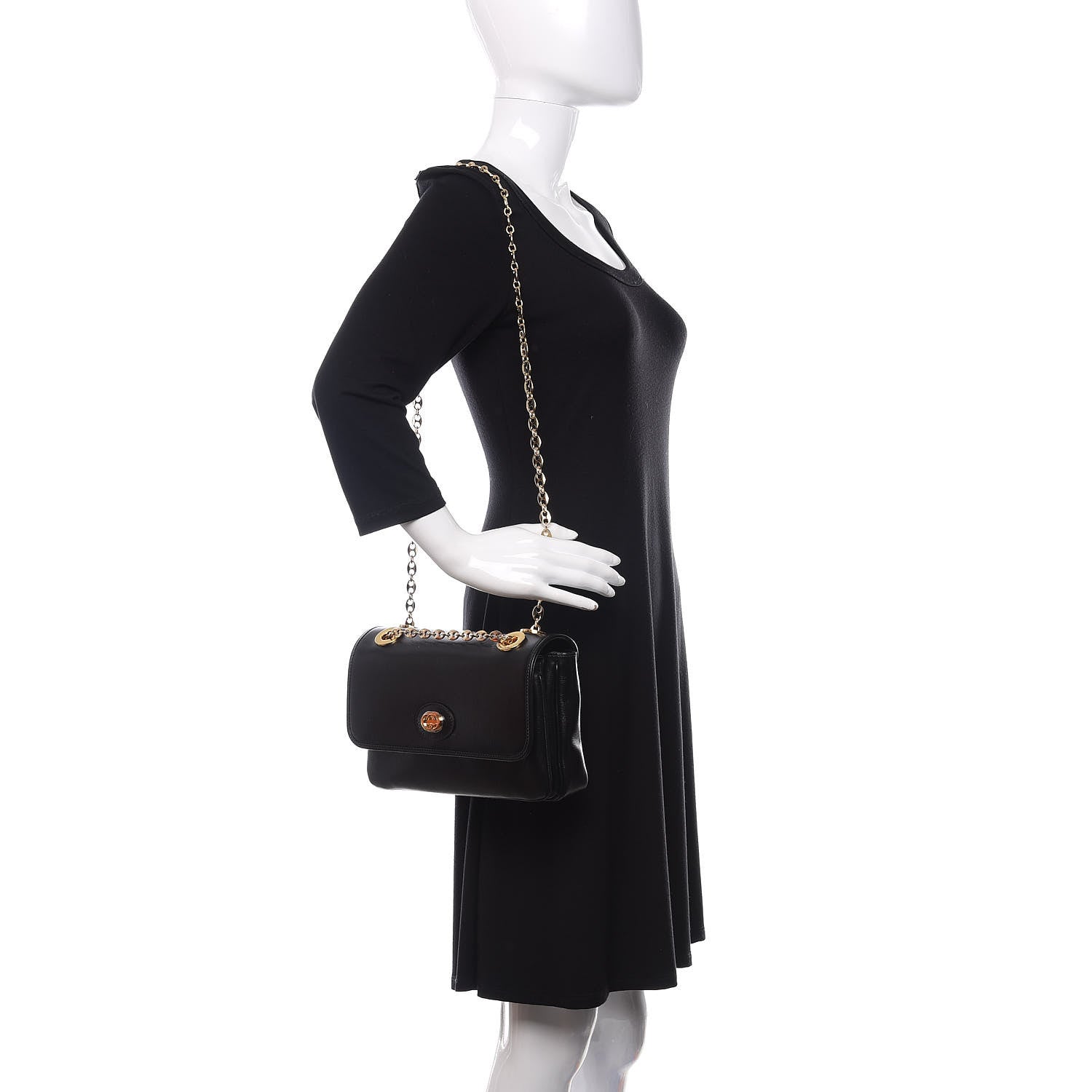 Gucci Azalea Calfskin Small Marina Chain Shoulder Bag Black 2 of 11