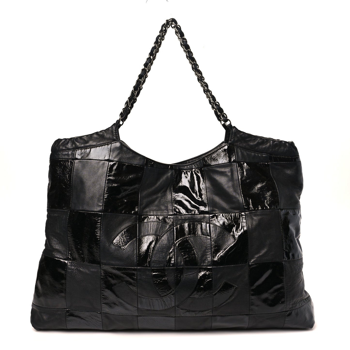 Patent Patchwork Large Brooklyn Tote Black
