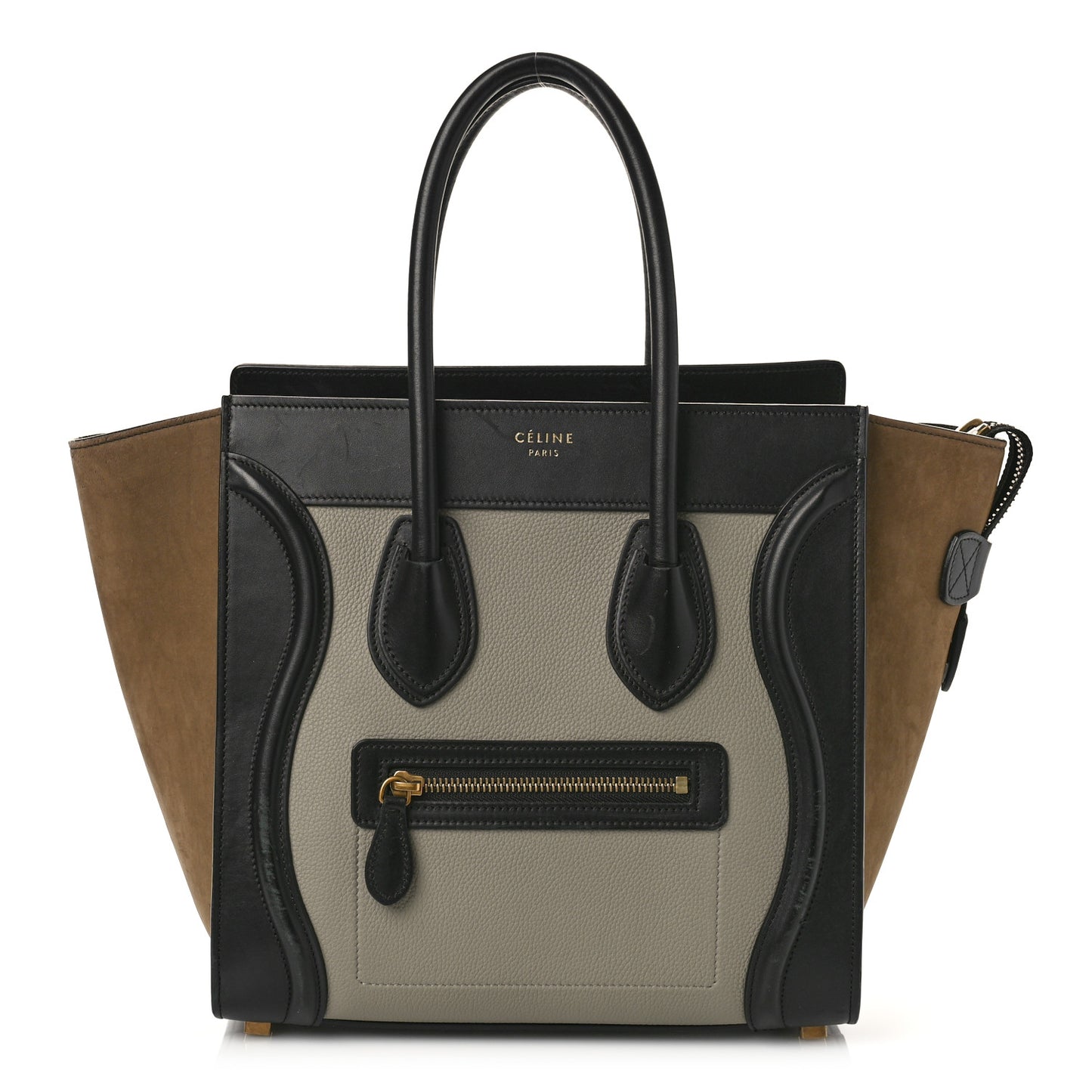 Drummed Calfskin Nubuck Micro Tri-Color Luggage Stone