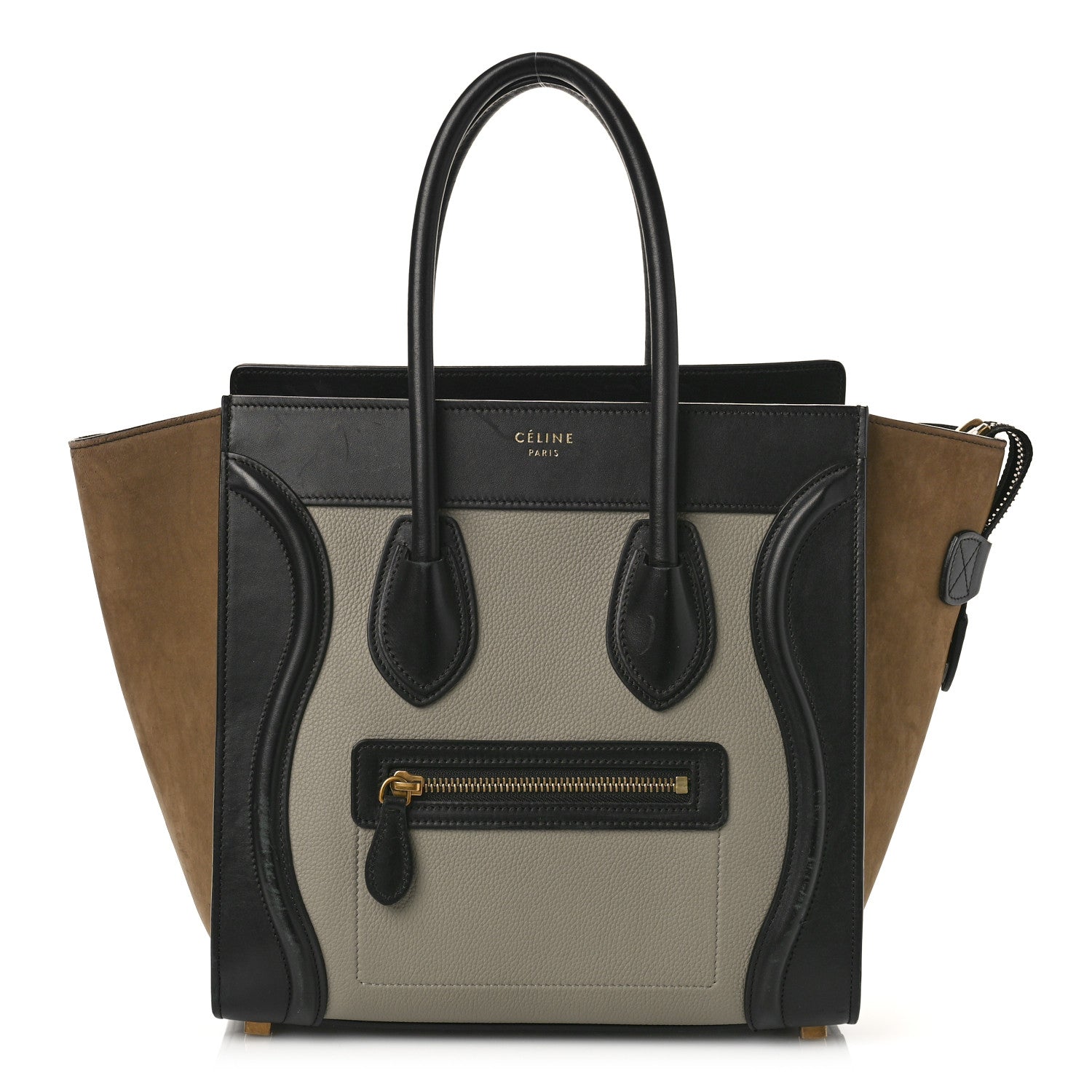 Celine Drummed Calfskin Nubuck Micro Tri-Color Luggage Stone 1 of 9