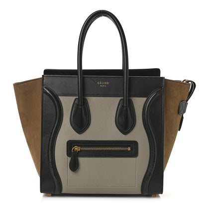 Celine Drummed Calfskin Nubuck Micro Tri-Color Luggage Stone 1 of 9