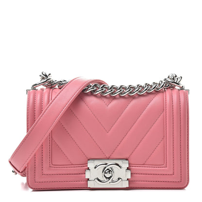 Chanel Calfskin Chevron Quilted Small Boy Flap Pink 1 of 11