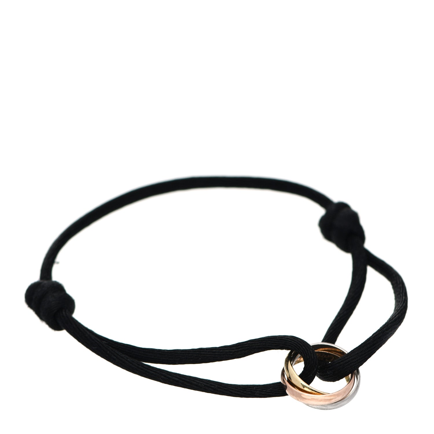 Cartier 18K Pink Yellow White Gold Trinity Adjustable Cord Bracelet Black 1 of 6
