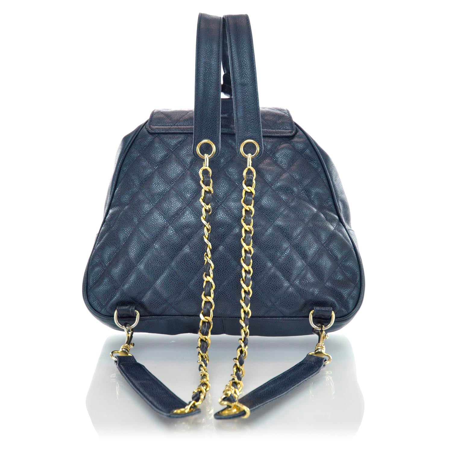 Chanel Caviar Quilted Backpack Navy Blue 3 of 10