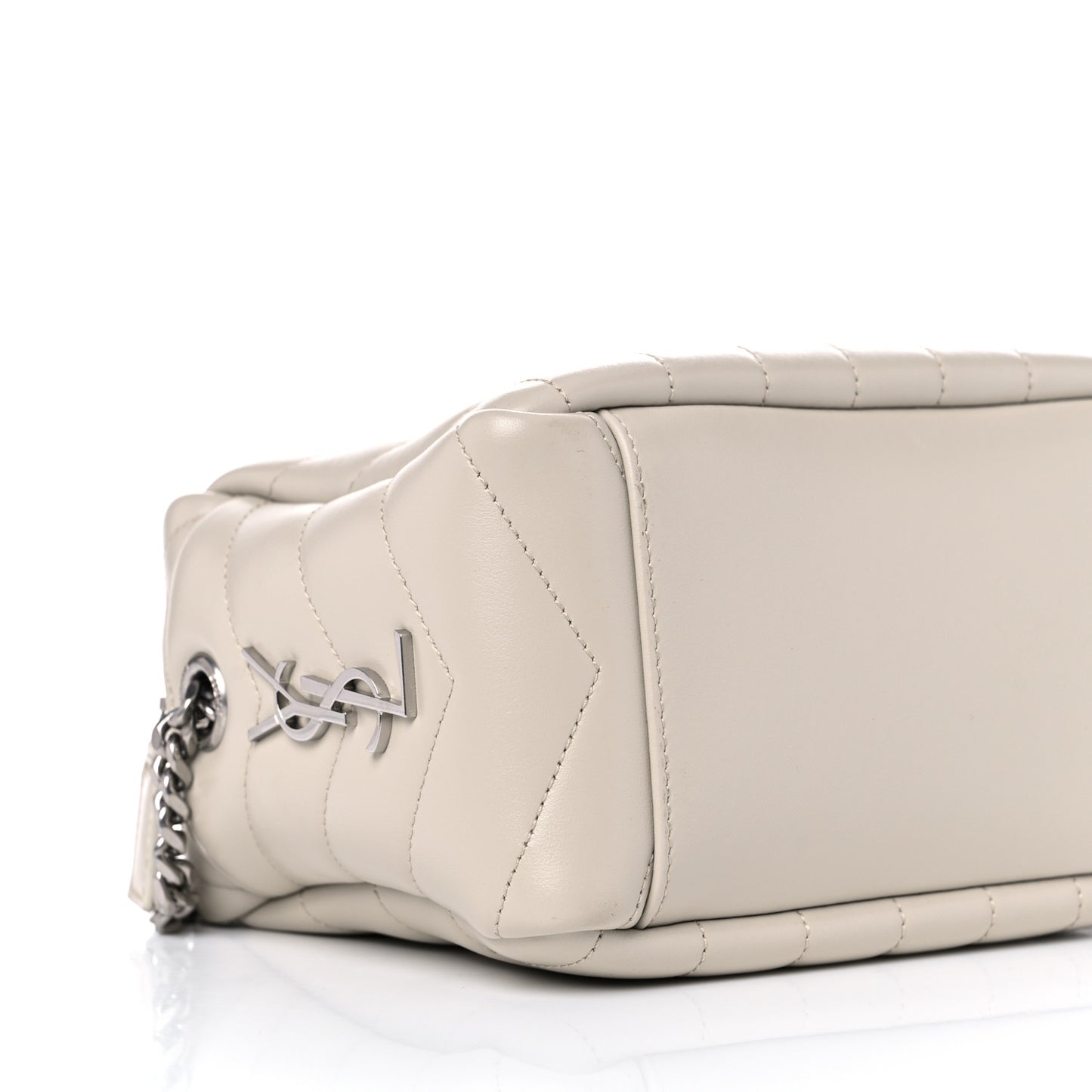 Calfskin Y Quilted Monogram Small Loulou Bowling Bag Ivory