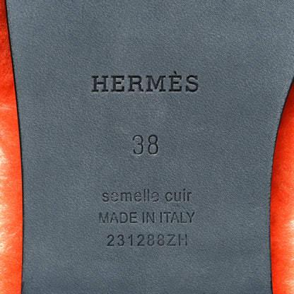 Hermes Woolskin Oran Sandals 38 Orange 6 of 7