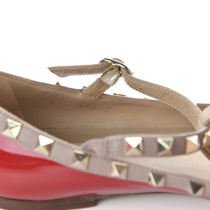 Valentino Garavani Patent Nappa Rockstud Cage Ballerina Flats 38.5 Rosso Valentino Poudre 8 of 8