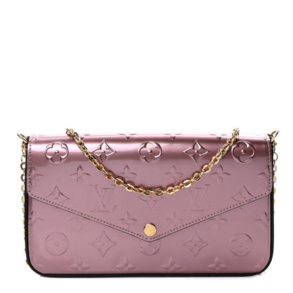 Louis Vuitton Vernis Pochette Felicie Chain Wallet Metallic Pale Pink 1 of 10