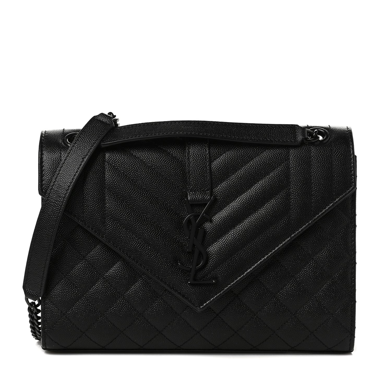 Grain De Poudre Textured Mixed Matelasse Triquilt Medium Monogram Satchel Black