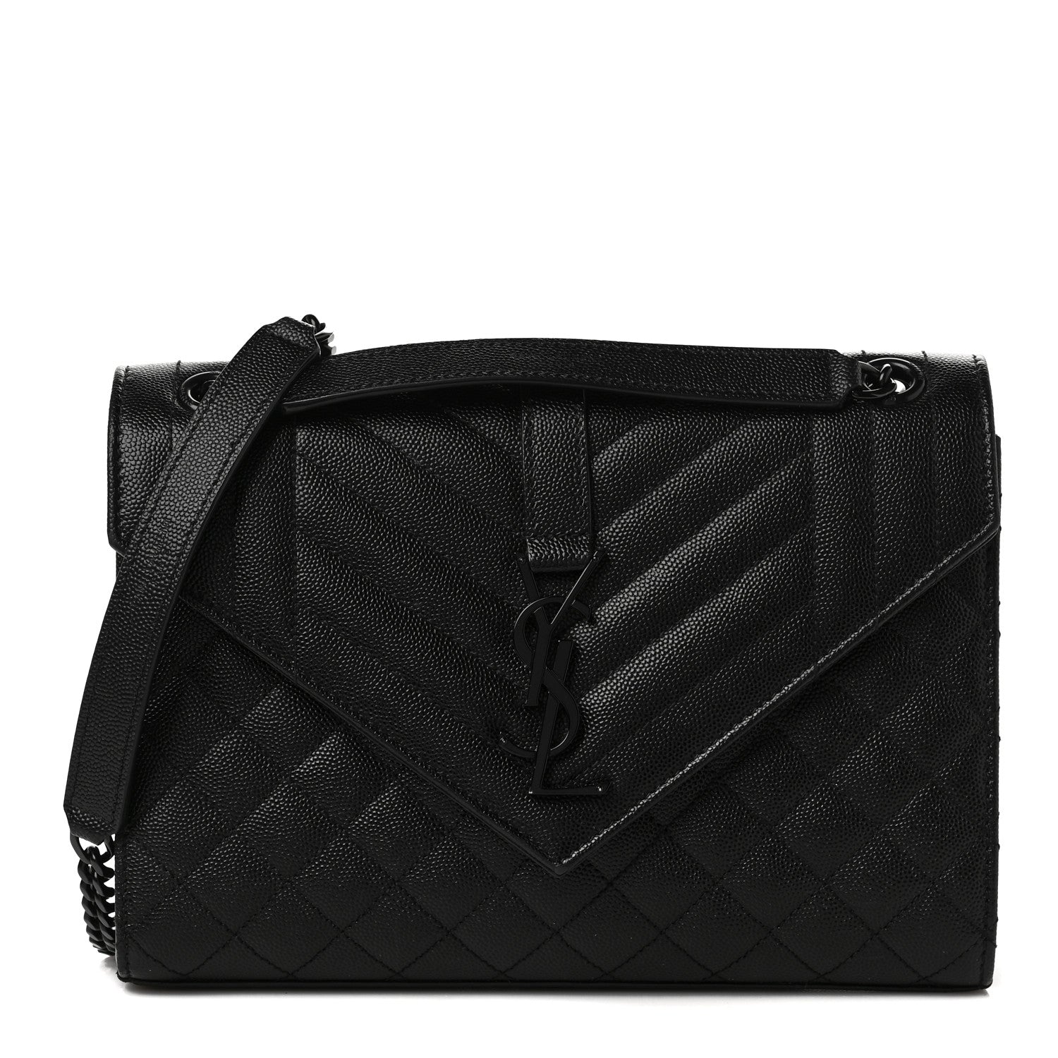 Saint Laurent Grain De Poudre Textured Mixed Matelasse Triquilt Medium Monogram Satchel Black 1 of 9