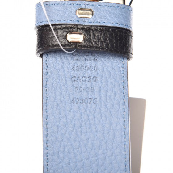 Gucci Dollar Calfskin 1973 Reversible Belt 95 38 Black Mineral Blue 7 of 7