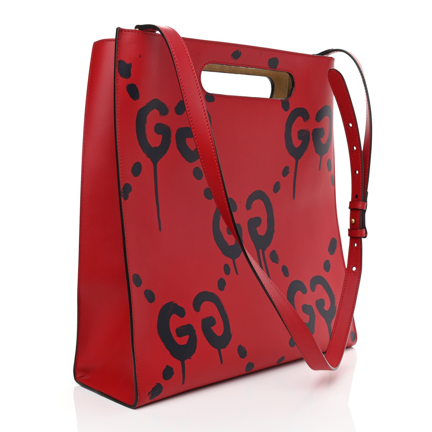 Gucci Calfskin GucciGhost Real Medium XL Tote Hibiscus Red 3 of 13