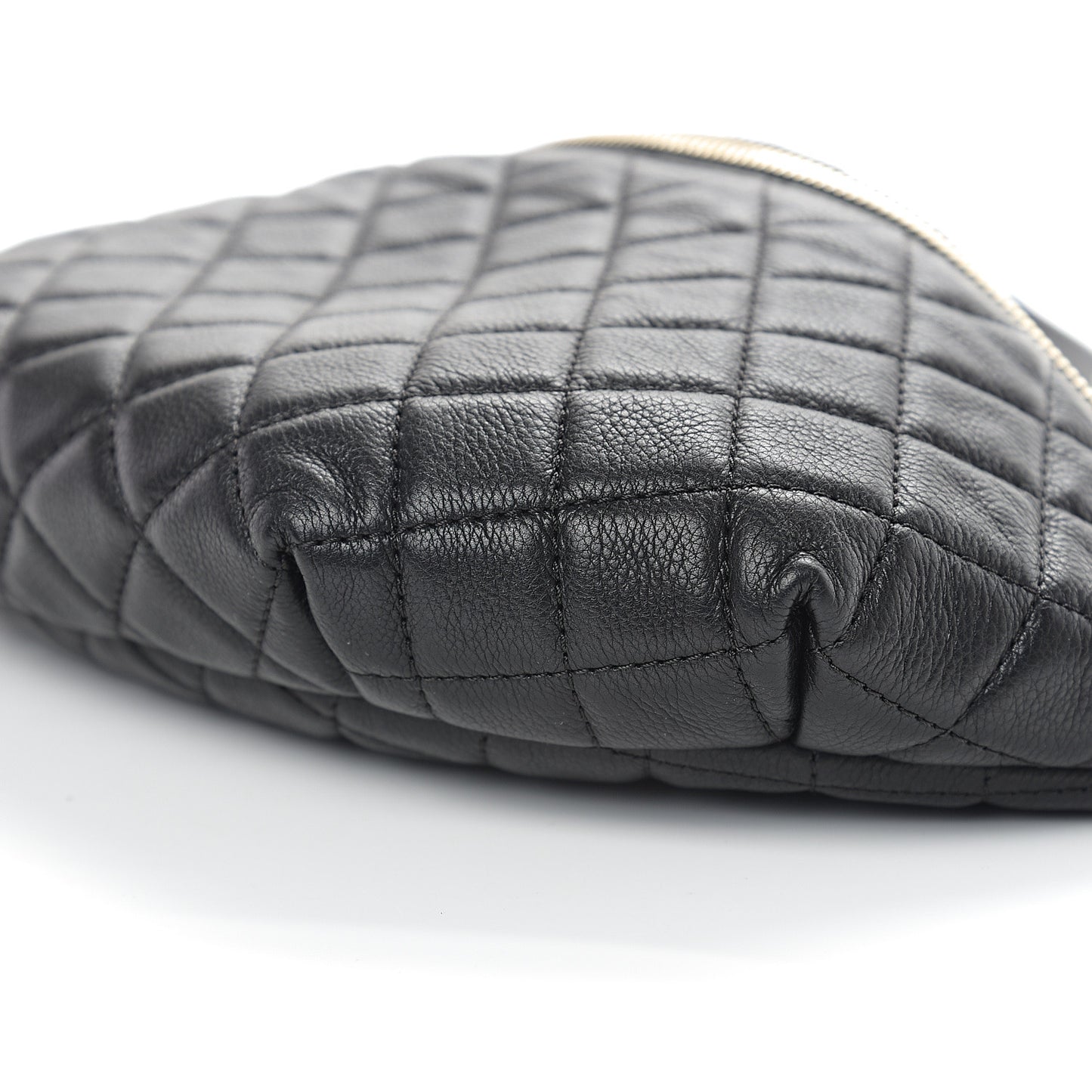 Calfskin Quilted Banane Waist Bag Fanny Pack Black