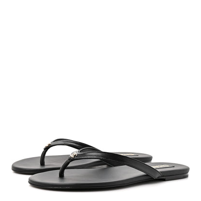 Chanel Shiny Lambskin Crystal CC Thong Sandals 39.5 Black 4 of 10