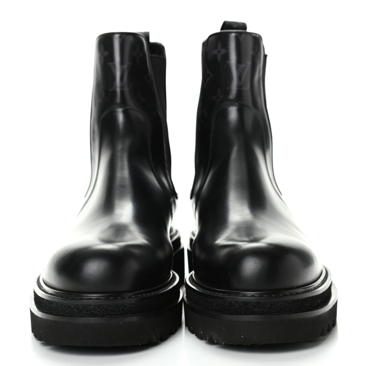 Louis Vuitton Calfskin Monogram Eclipse Chelsea Boots 9 Black 2 of 18