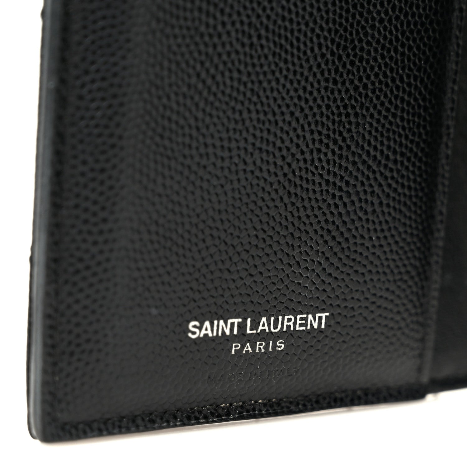 Saint Laurent Grain De Poudre Matelasse Chevron Small Monogram Passport Case Black 6 of 8