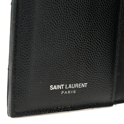 Saint Laurent Grain De Poudre Matelasse Chevron Small Monogram Passport Case Black 6 of 8