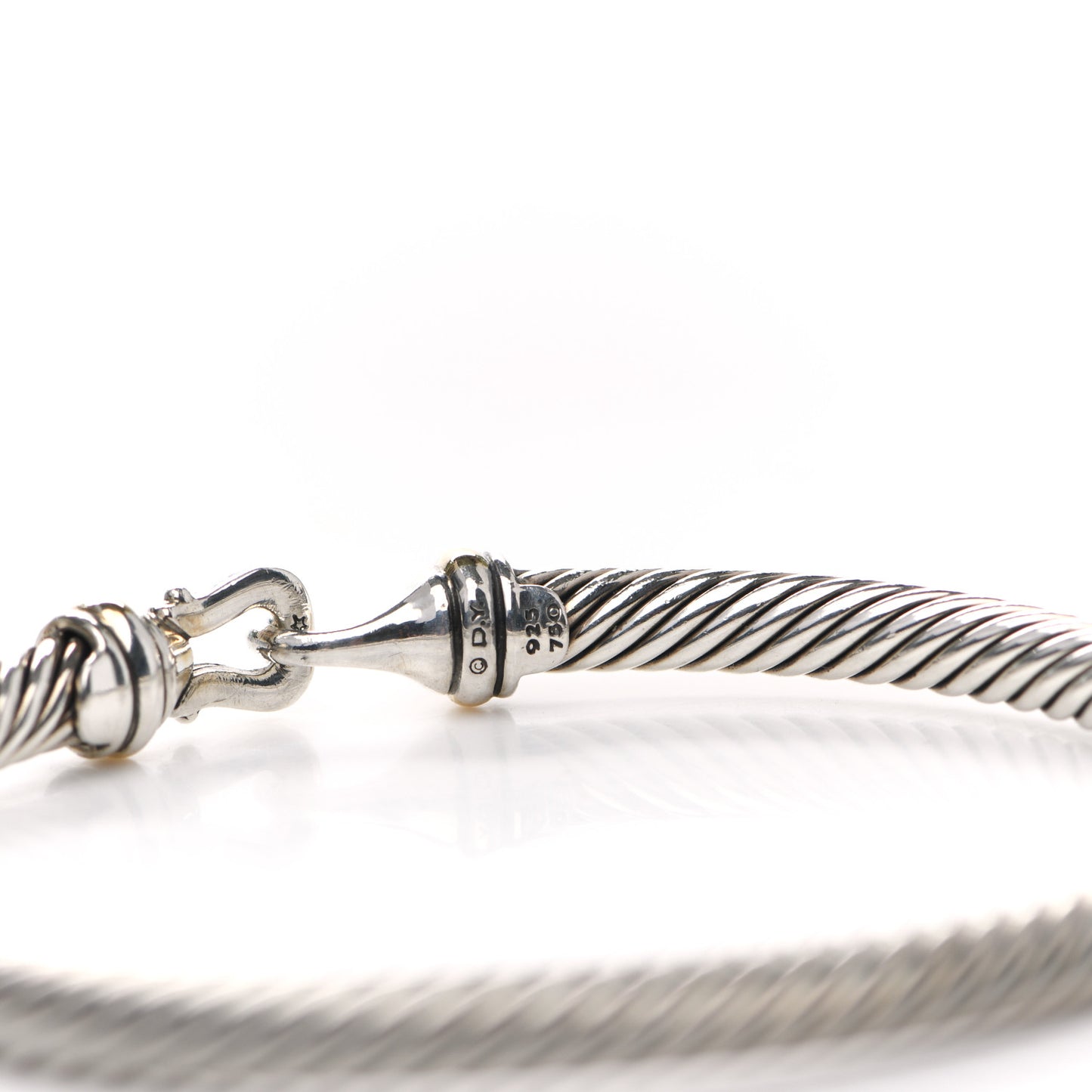 Sterling Silver 18K Yellow Gold 5mm Cable Classic Buckle Bracelet