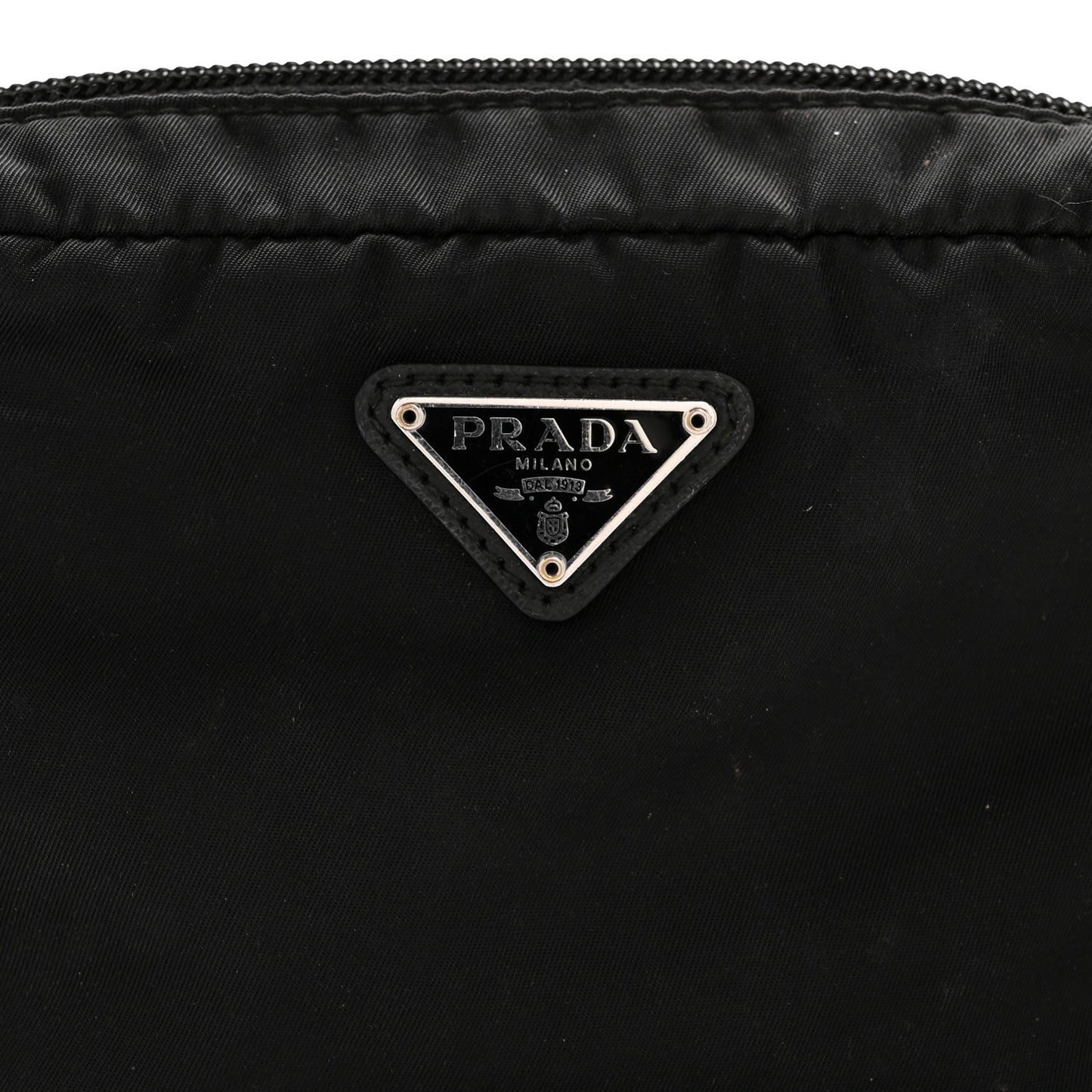 Tessuto Nylon Vela Saffiano Necessaire Wristlet Pouch Black