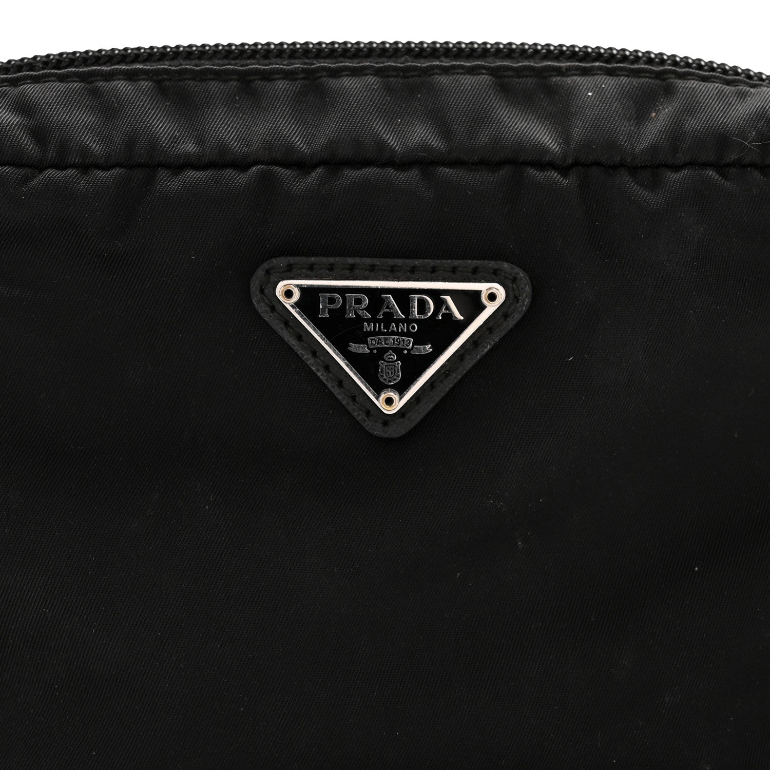Prada Tessuto Nylon Vela Saffiano Necessaire Wristlet Pouch Black 9 of 10