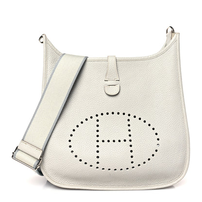 Hermes Taurillon Clemence Evelyne III PM Gris Perle Bleu Lin 1 of 9