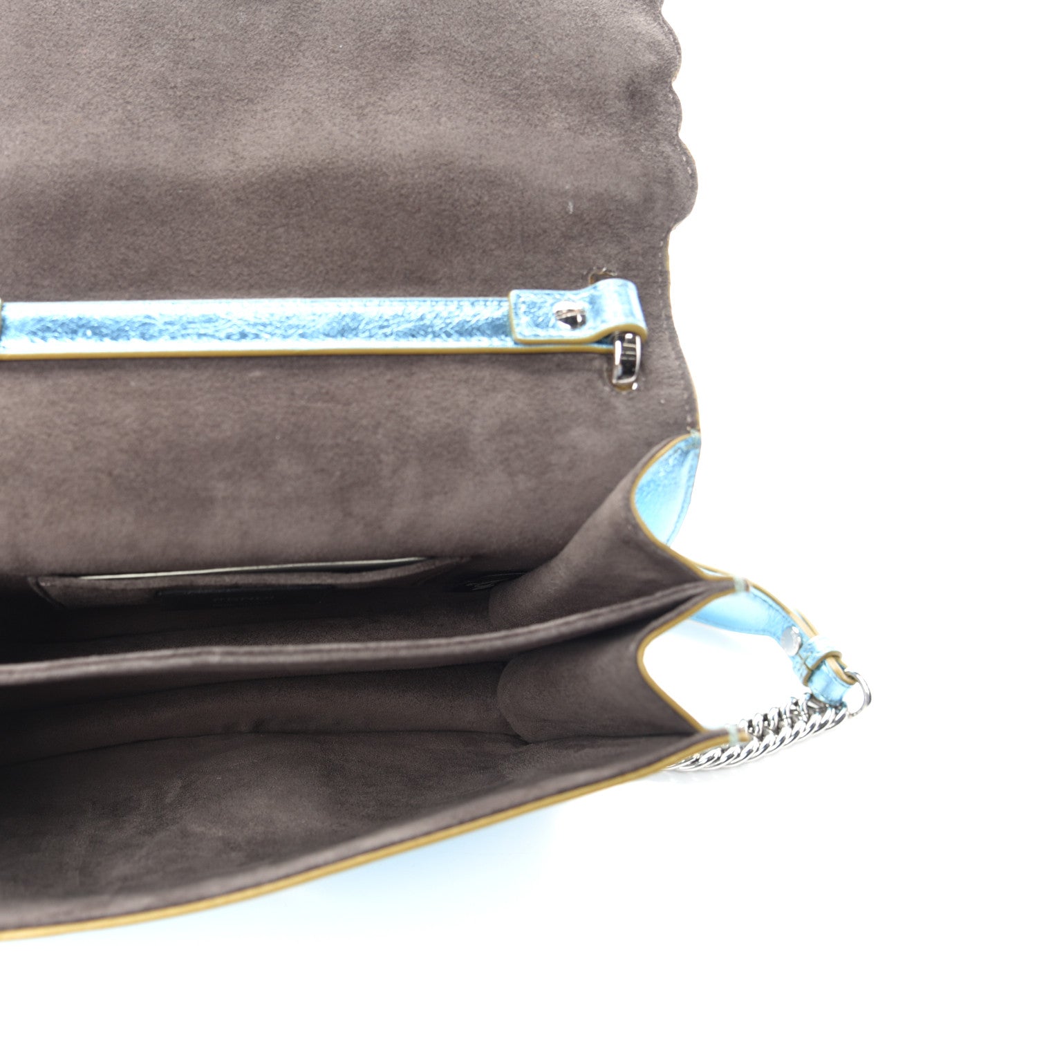 Fendi Vitello Catalan Mirror Scalloped Multi Studded Small Kan I Shoulder Bag Blue 5 of 10
