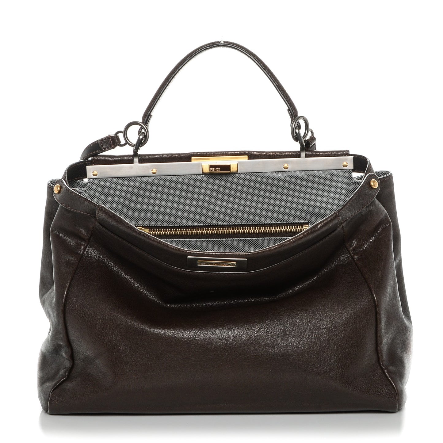 Goatskin Large Peekaboo Iconic Satchel Moro Grigio