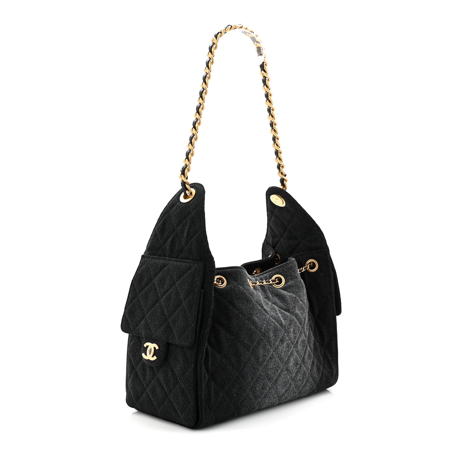 Chanel Washed Denim Quilted Small Chanel 25 Handbag Black 3 of 10