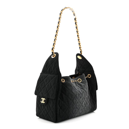 Chanel Washed Denim Quilted Small Chanel 25 Handbag Black 3 of 10