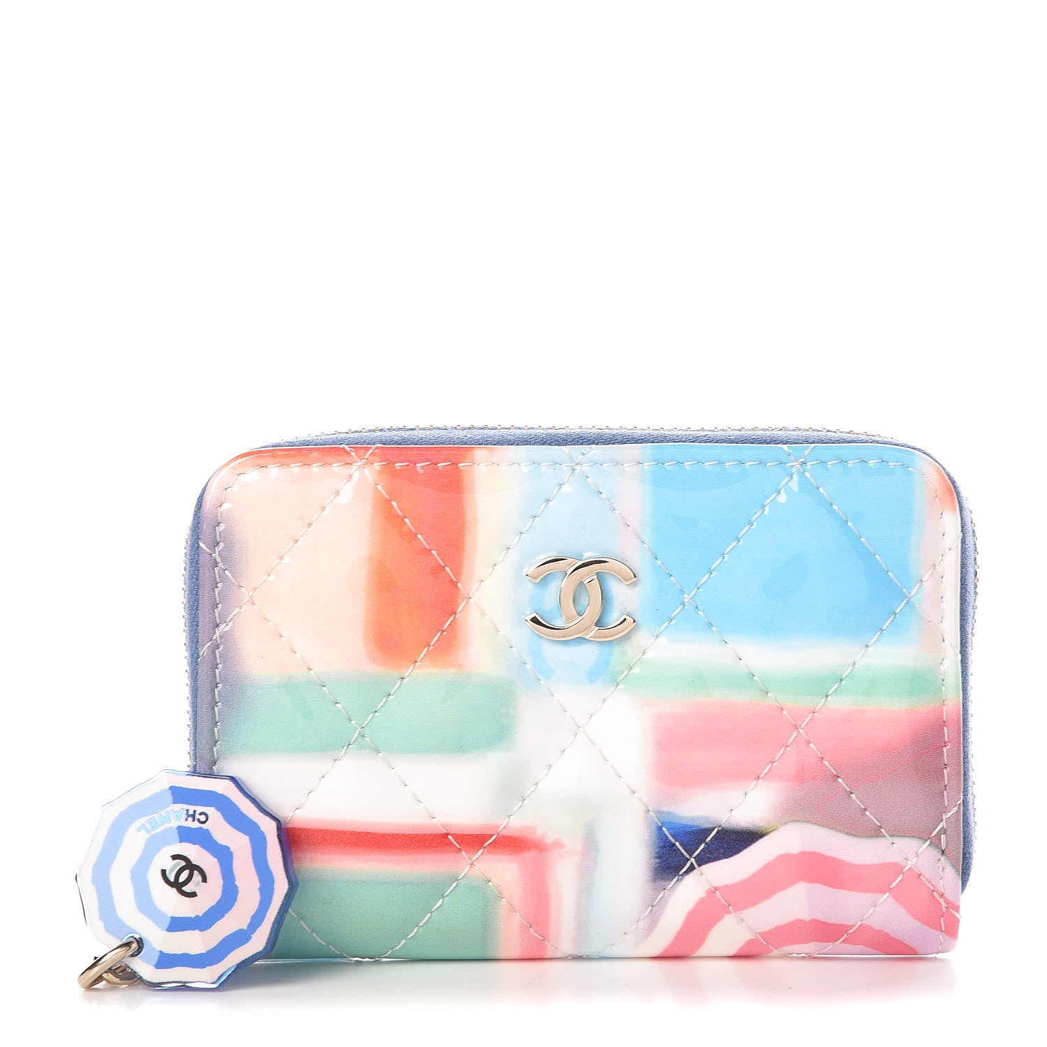 Chanel Patent Calfskin Printed Quilted Zip Coin Purse Multicolor 1 of 8