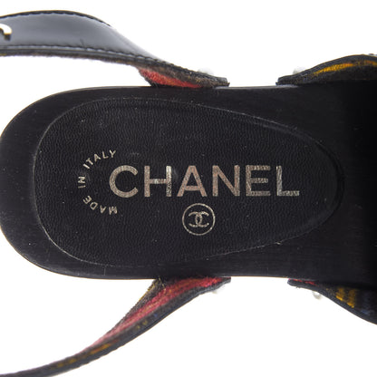 Chanel Patent Calfskin Pearl Ankle Strap Clogs 37 Black 7 of 8
