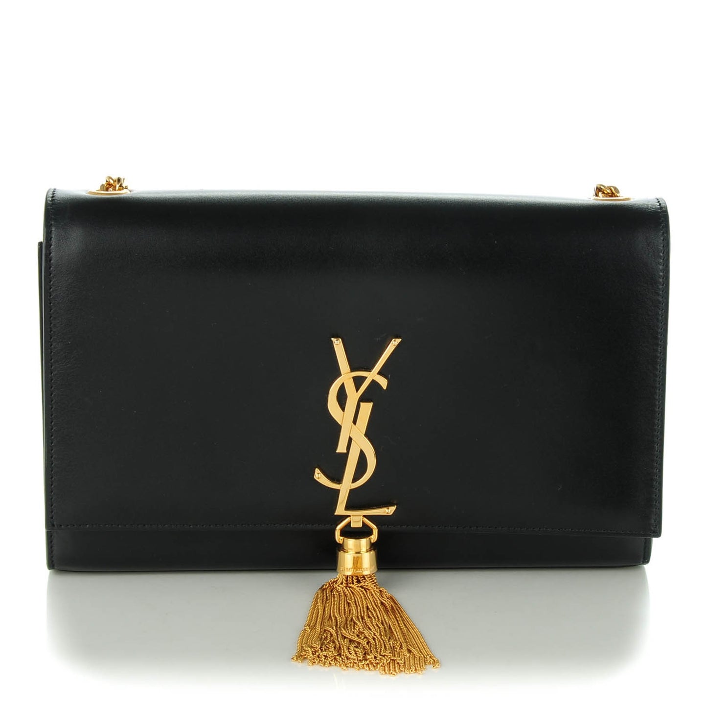 Smooth Calfskin Medium Classic Monogram Kate Tassel Satchel Black
