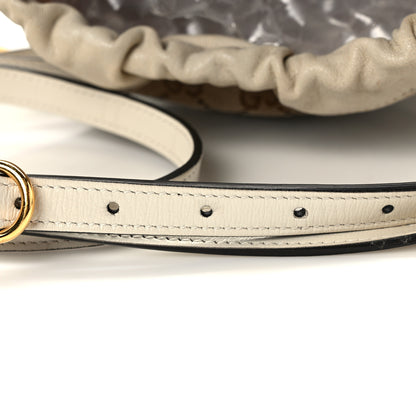 Gucci Monogram Textured Calfskin Horsebit 1955 Drawstring Bucket Bag Beige Mystic White 13 of 13