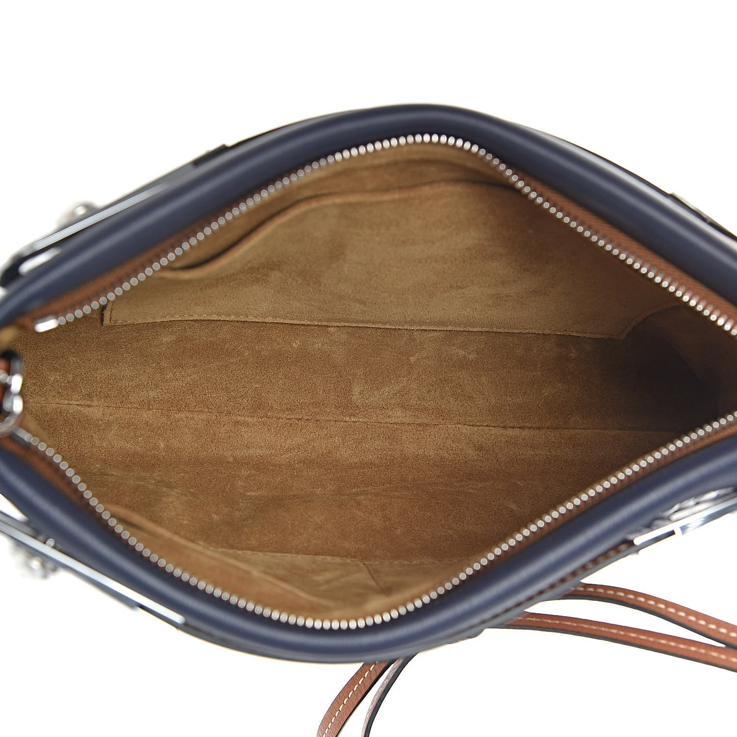Calfskin Woven Small Missy Bag Navy Tan