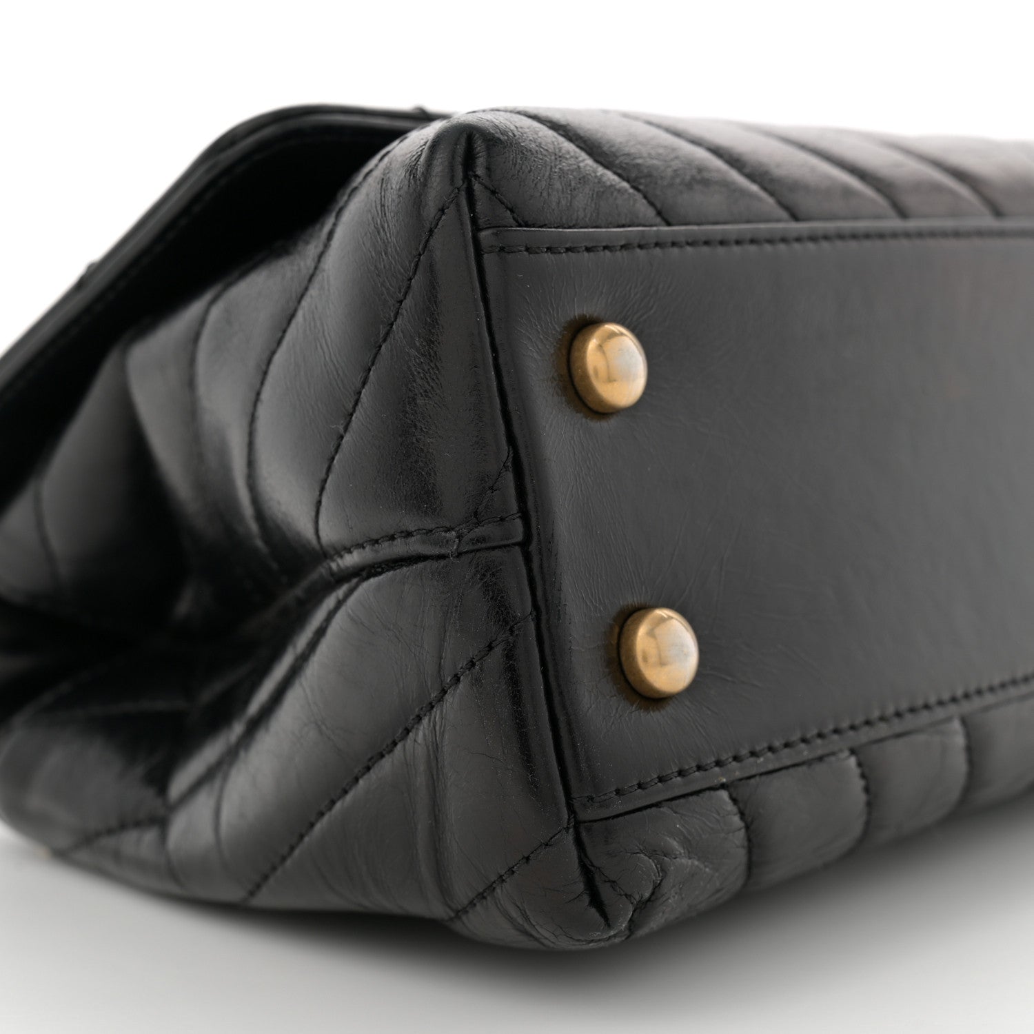 Chanel Aged Calfskin Chevron Quilted Mini Coco Handle Flap Black 9 of 11