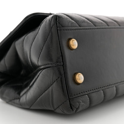 Chanel Aged Calfskin Chevron Quilted Mini Coco Handle Flap Black 9 of 11